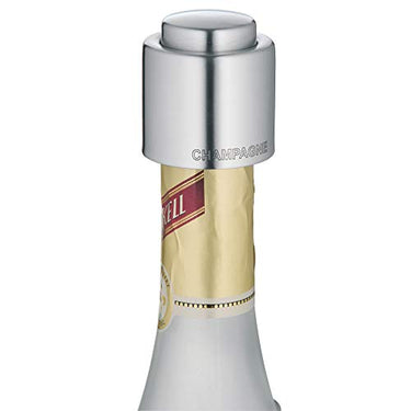 WMF Clever&More Sektverschluss mit Aufschrift 3,5 cm, Champagner Verschluss, Sektflaschenverschluss, Cromargan Edelstahl mattiert, Flaschenverschluss im Sale